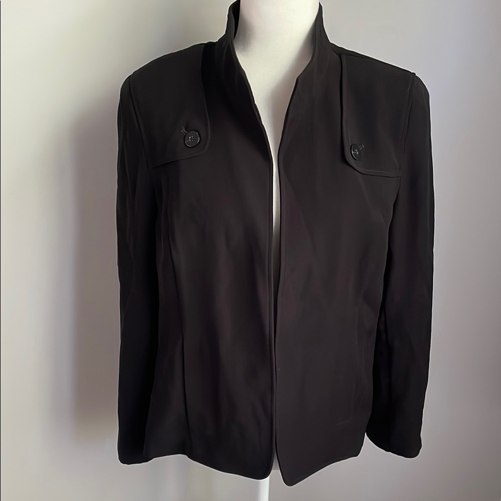 Nina Mclemore Black Open Front Blazer Size 10